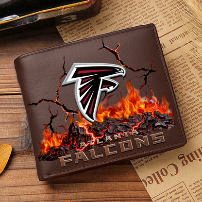 Premium NFL ATL Cracked Fire Leather Wallet V1 NMD TTV
