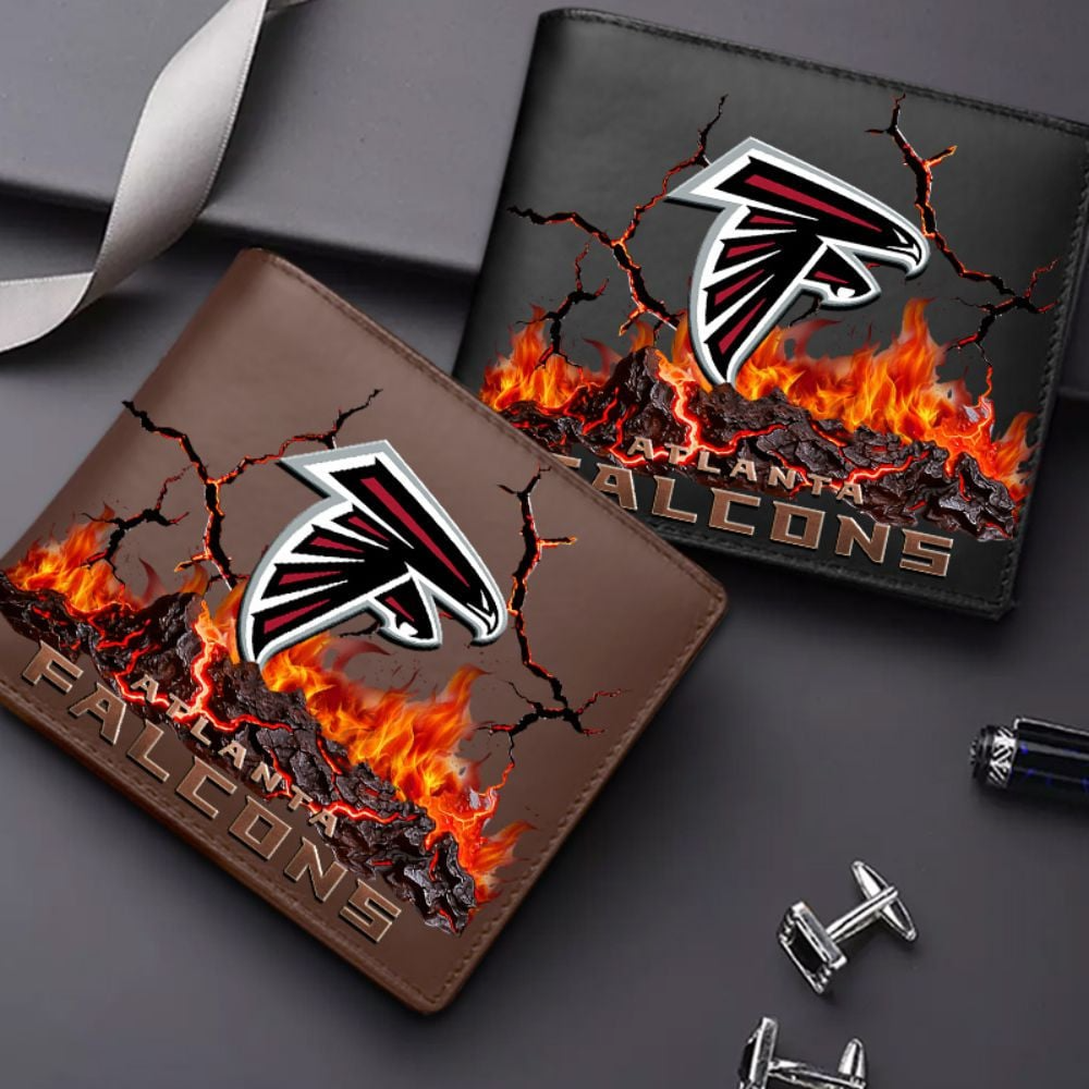 Premium NFL ATL Cracked Fire Leather Wallet V1 NMD TTV
