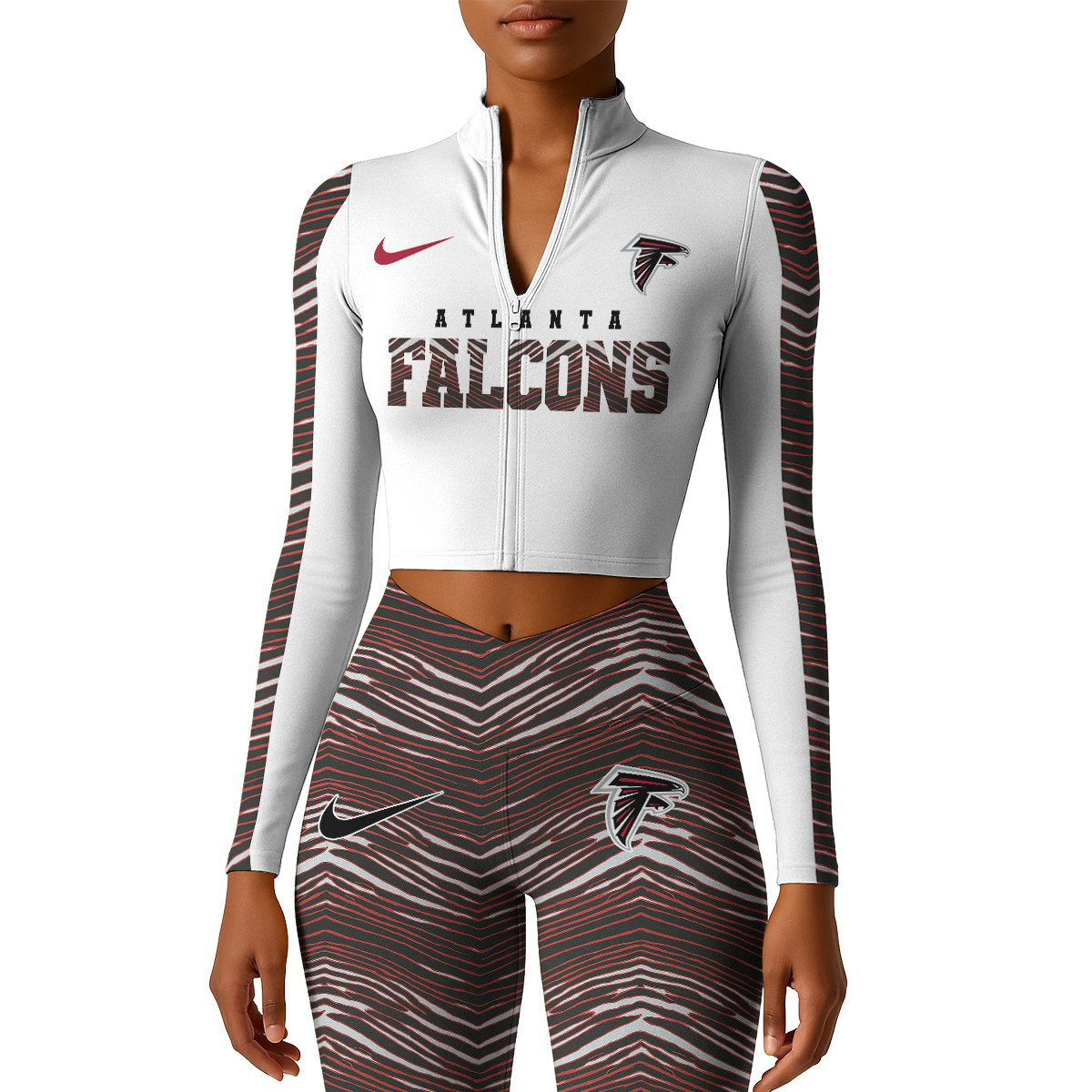 Premium NFL ATL Long-Sleeve Crop Top Sports Jacket and Leggings V1 NMD TTV
