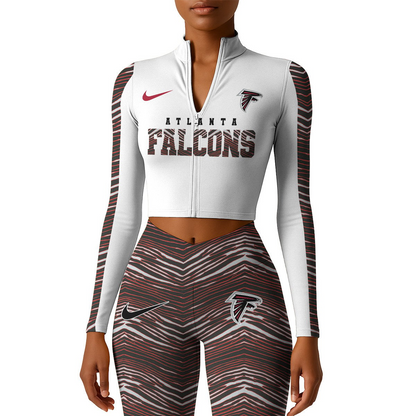 Premium NFL ATL Long-Sleeve Crop Top Sports Jacket and Leggings V1 NMD TTV