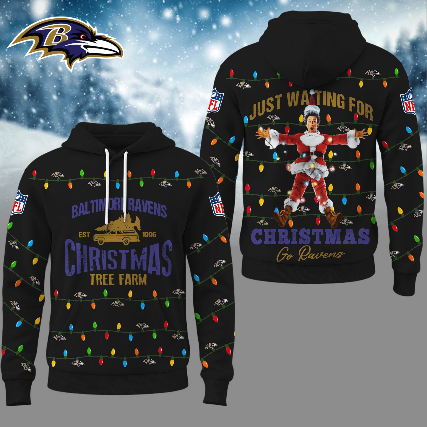 Premium NFL BAL Griswold Christmas Hoodie V1 NMD TTV
