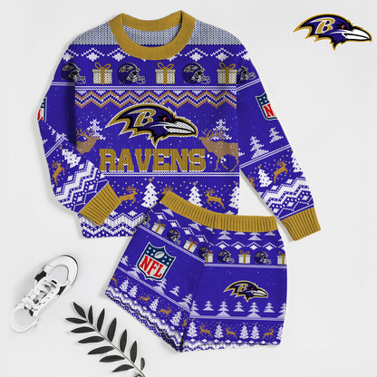Premium NFL BAL Holiday Sweatshirt & Shorts Set V1 NMD TTV