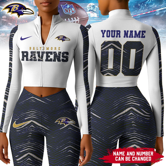 Premium NFL BAL Long-Sleeve Crop Top Sports Jacket and Leggings V1 NMD TTV