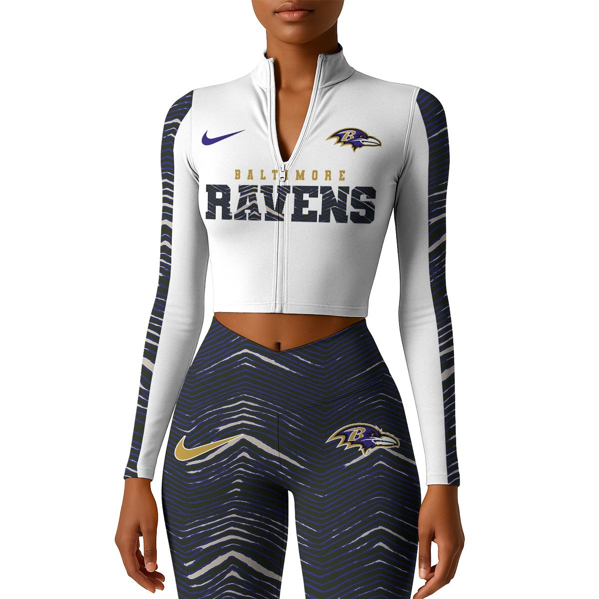 Premium NFL BAL Long-Sleeve Crop Top Sports Jacket and Leggings V1 NMD TTV