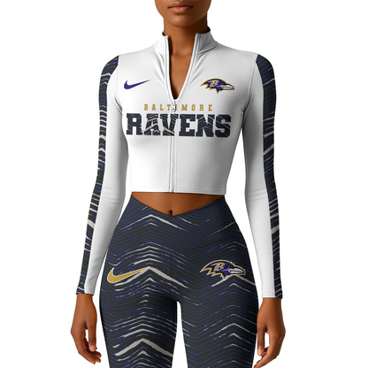 Premium NFL BAL Long-Sleeve Crop Top Sports Jacket and Leggings V1 NMD TTV