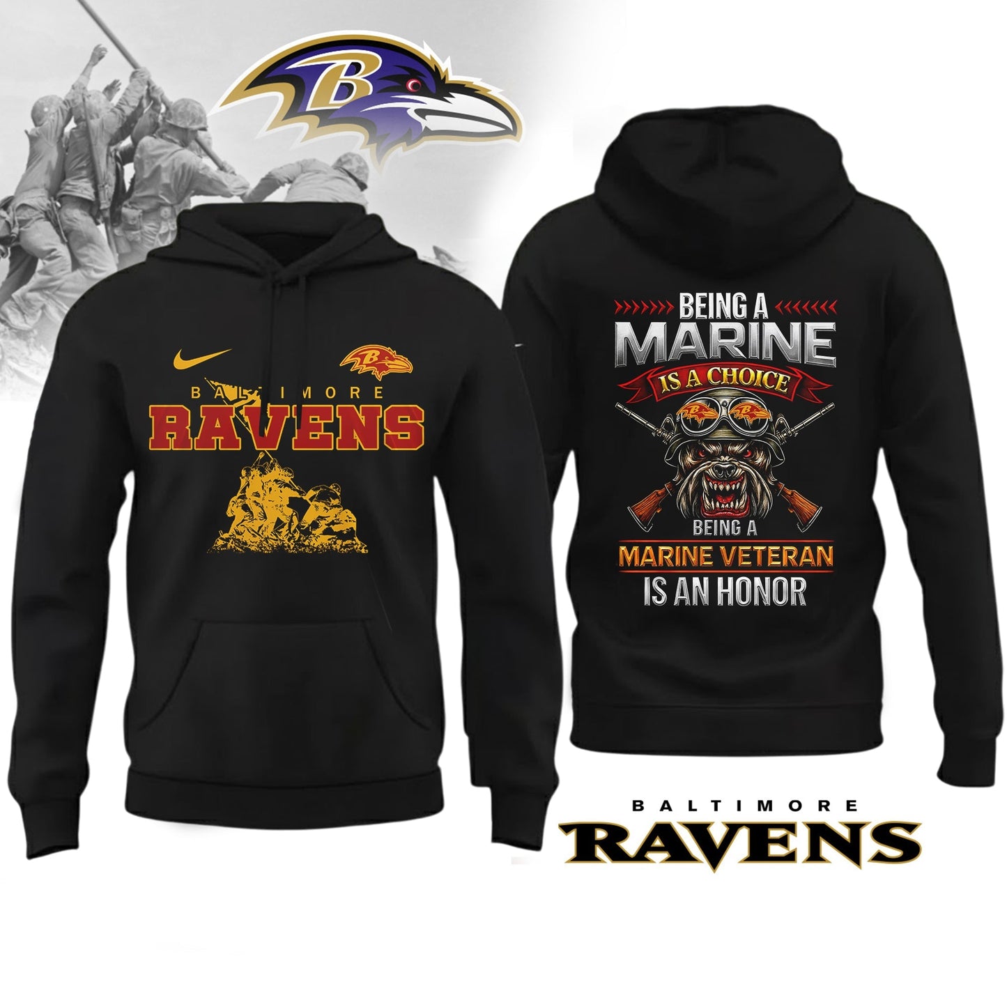 Premium NFL BAL Marine Veteran Shirt V2 NMD NHM