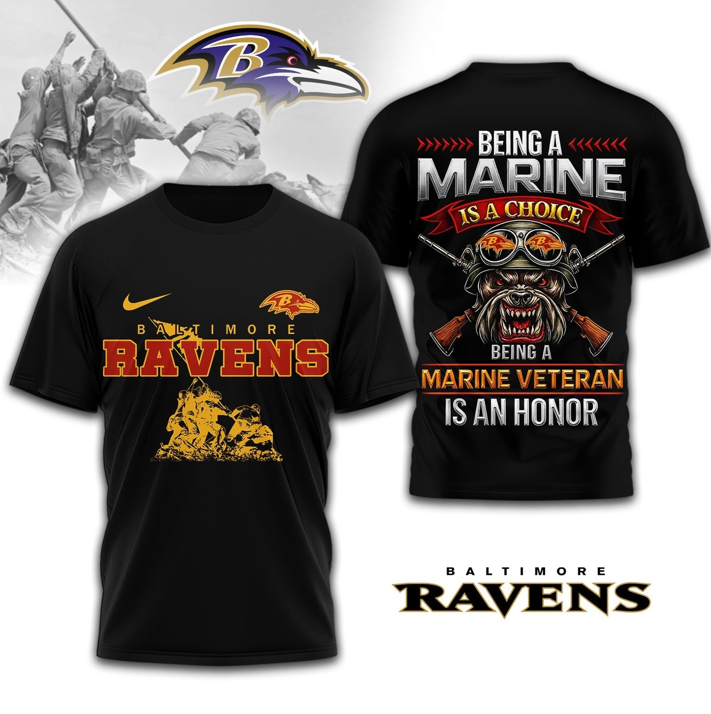 Premium NFL BAL Marine Veteran Shirt V2 NMD NHM