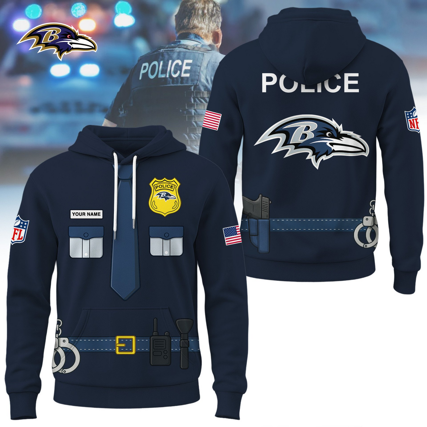 Premium NFL BAL Police Office Costume Shirt V1 NMD TTV