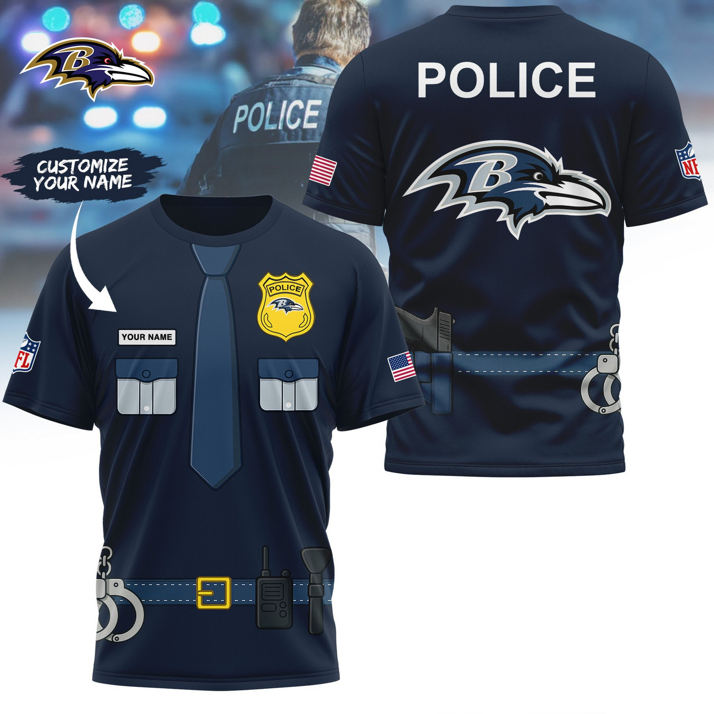 Premium NFL BAL Police Office Costume Shirt V1 NMD TTV