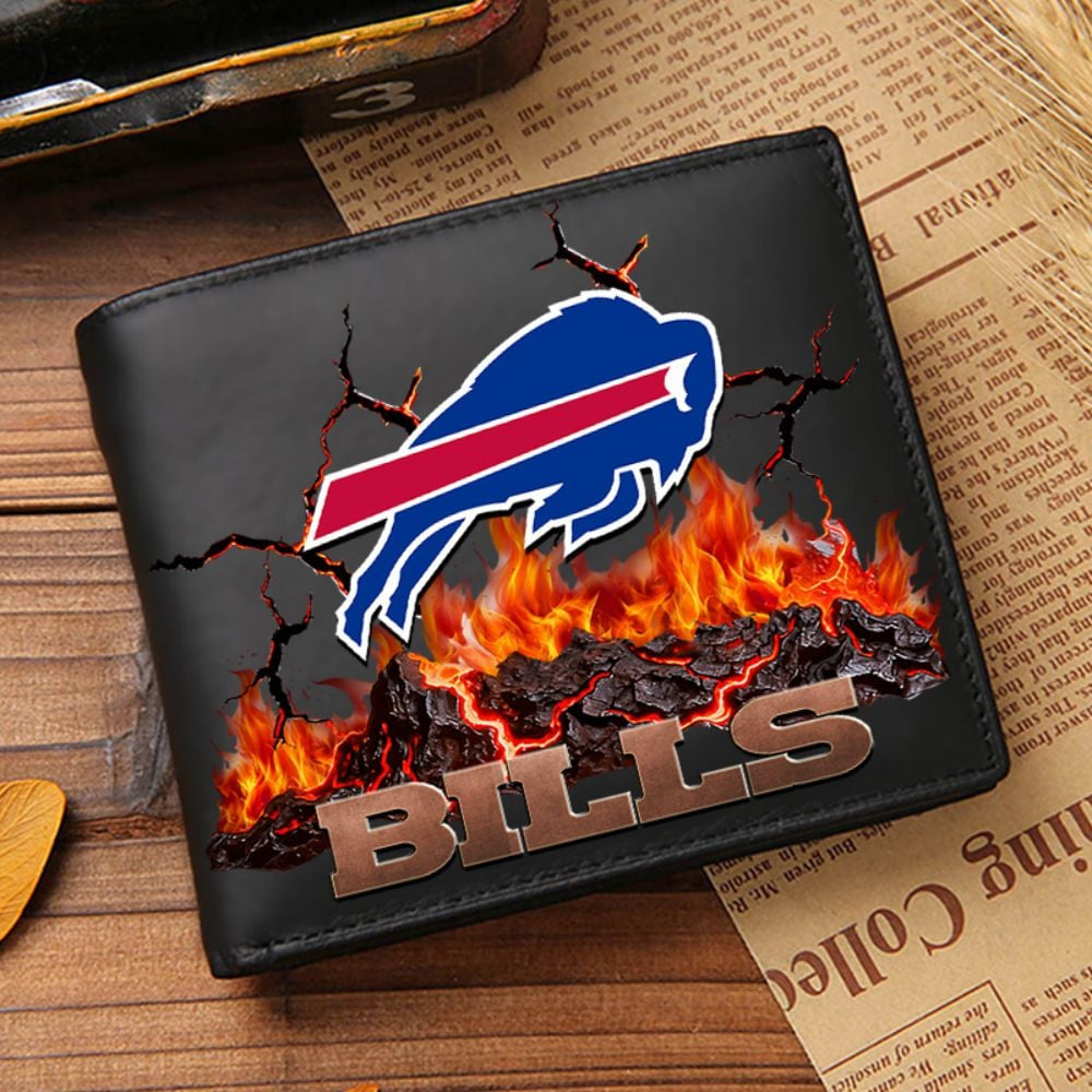 Premium NFL BUF Cracked Fire Leather Wallet V1 NMD TTV