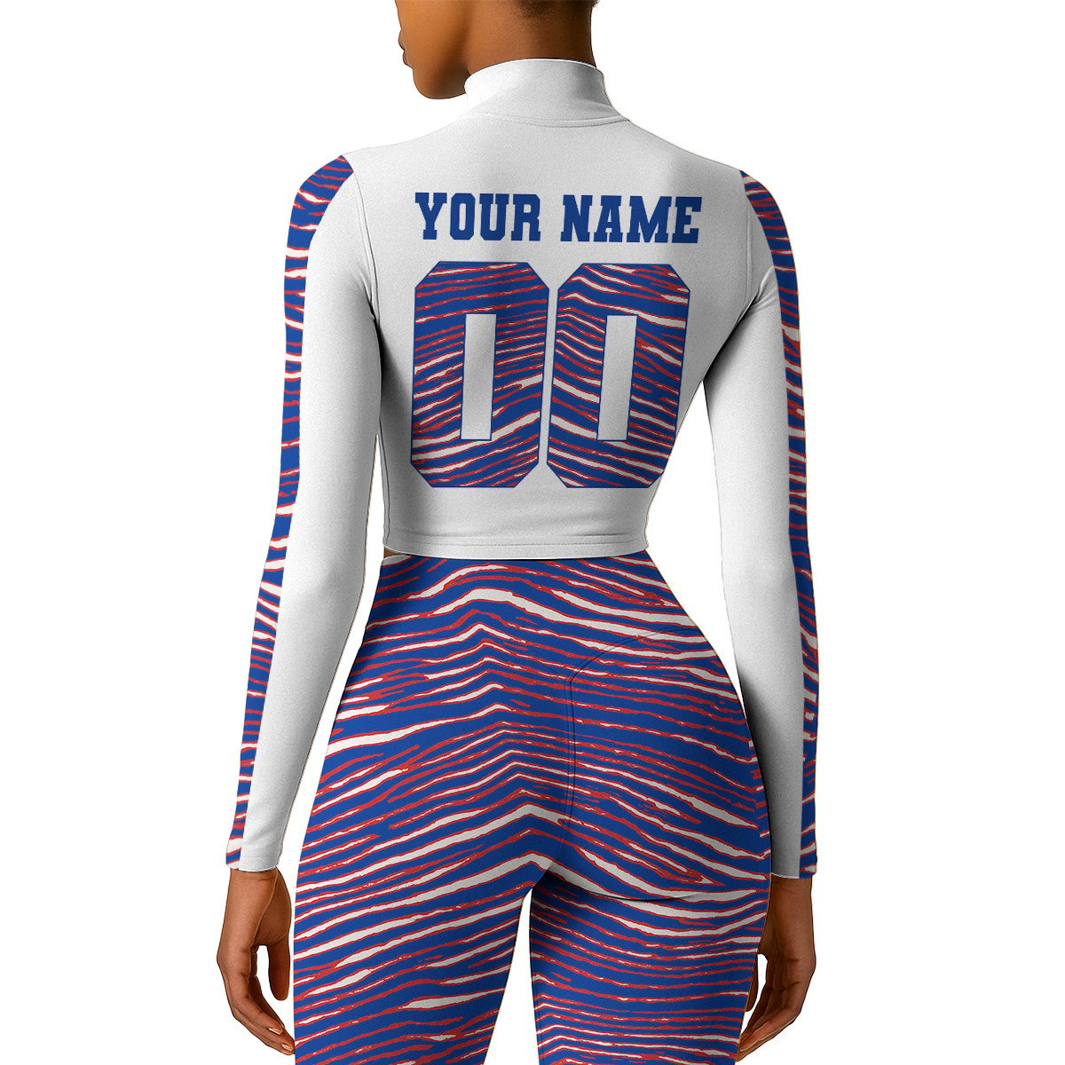Premium NFL BUF Long-Sleeve Crop Top Sports Jacket and Leggings V1 NMD TTV