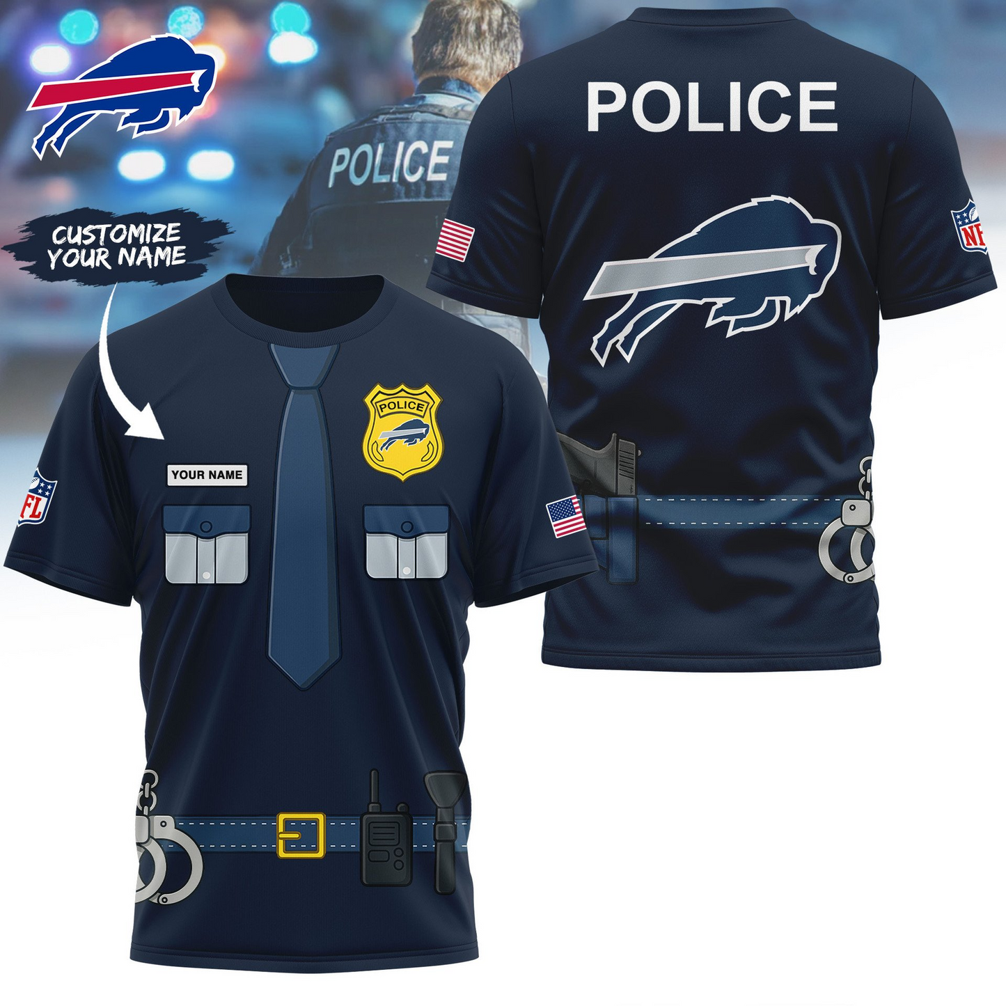 Premium NFL BUF Police Office Costume Shirt V1 NMD TTV