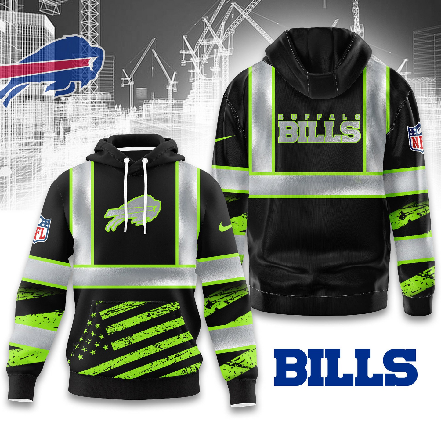 Premium NFL BUF Safety Hi-Vis Hoodie V1 NMD TTV