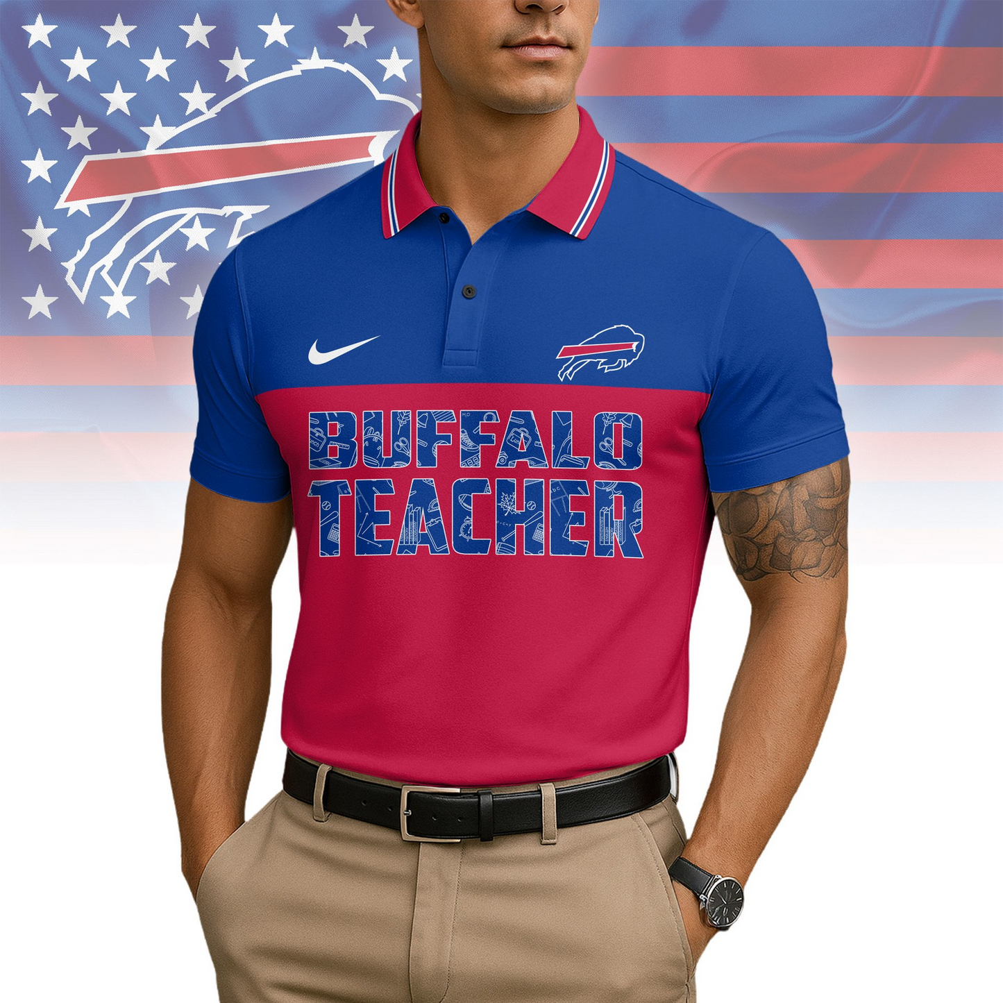 Premium NFL BUF Teacher Appreciation Polo Shirt V15 NMD TTV