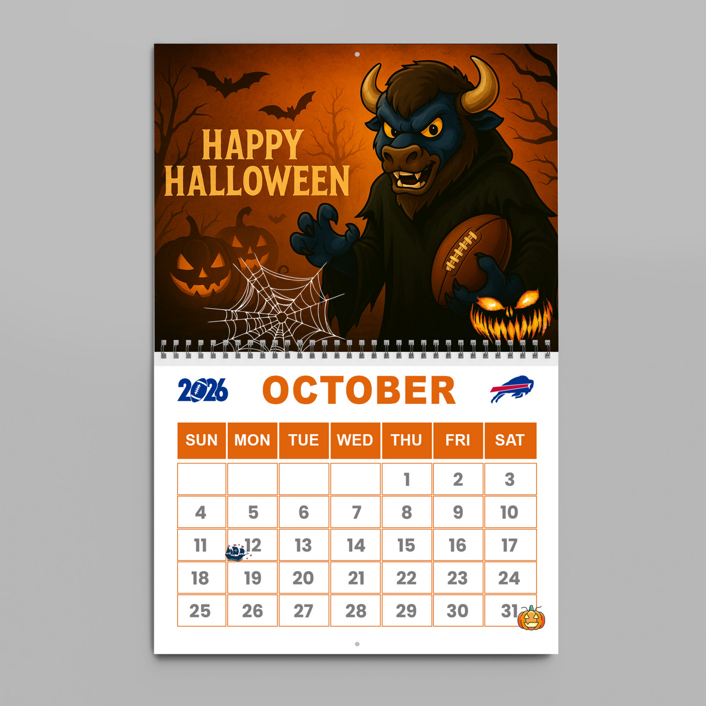 Premium NFL BUF Wall Calendar 2026 V1 NMD TTV