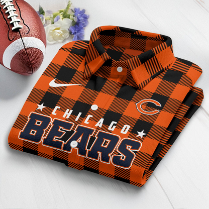 Premium NFL CHI Check Long-sleeve Casual Shirt V1 NMD TTV