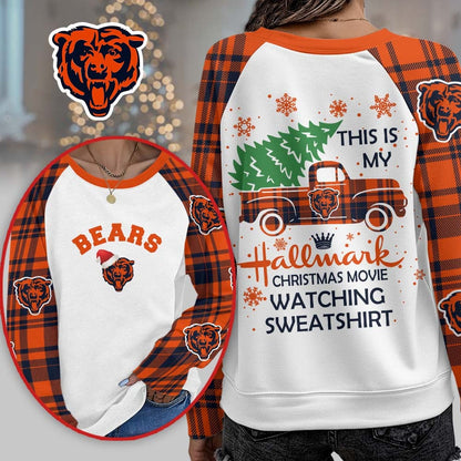 Premium NFL CHI Cozy Round Neck Raglan Sleeve Sweatshirt V1 NMD NHM