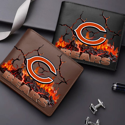 Premium NFL CHI Cracked Fire Leather Wallet V1 NMD TTV