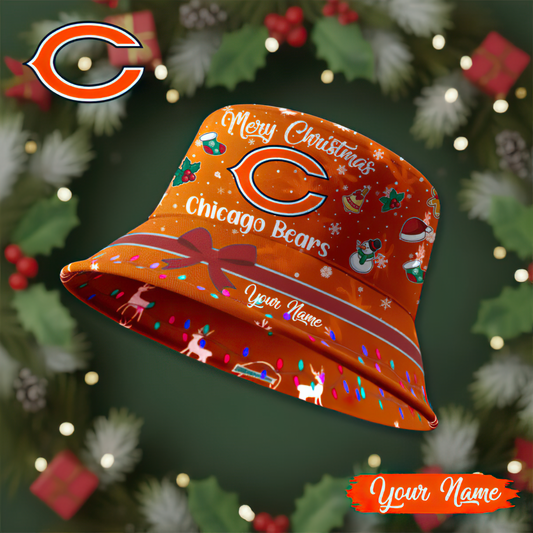 Premium NFL CHI Merry Christmas Bucket Hat V1 NMD TTV