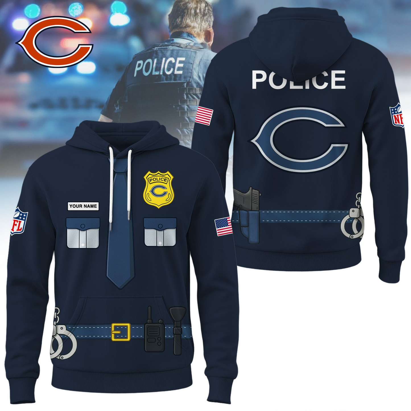 Premium NFL CHI Police Office Costume Shirt V1 NMD TTV