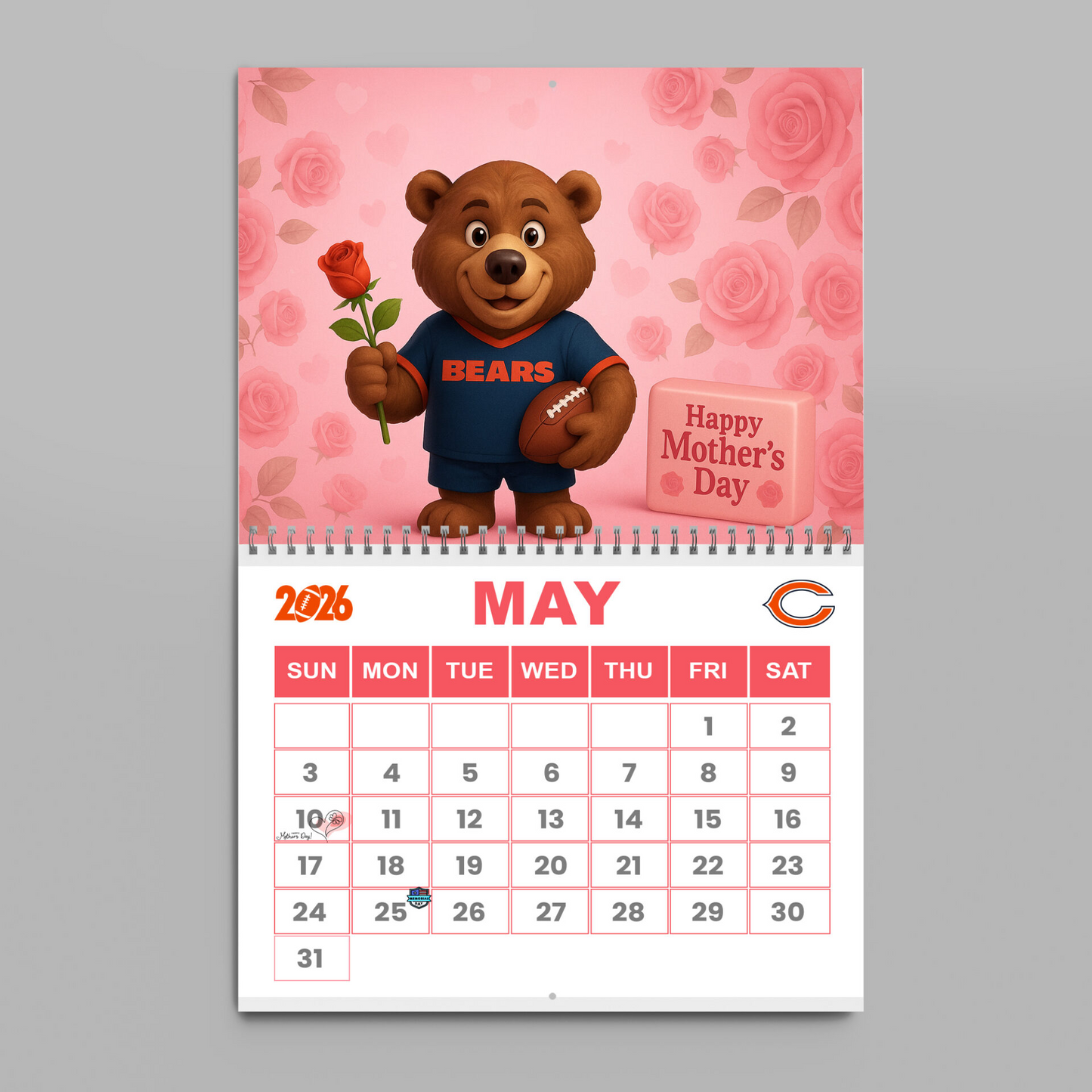 Premium NFL CHI Wall Calendar 2026 V1 NMD TTV