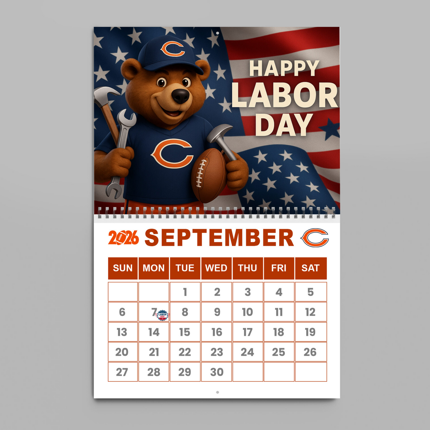 Premium NFL CHI Wall Calendar 2026 V1 NMD TTV
