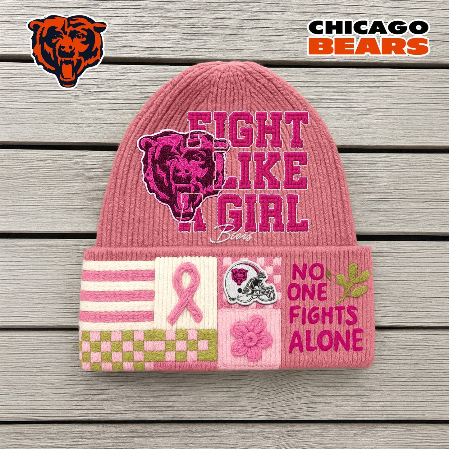 Premium NFL CHI x Fight Like A Girl Beanie Hat NDT NHM