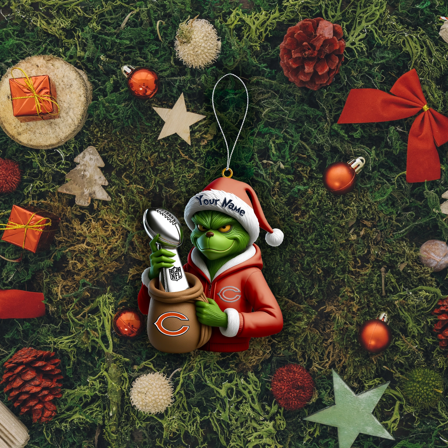 Premium NFL CHI x The Grinch Christmas Ornament V1 NMD TTV
