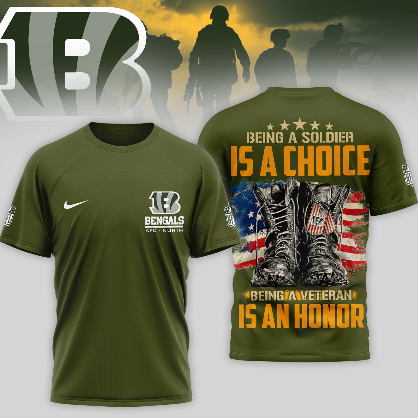 Premium NFL CIN Army Veteran Shirt V1 NMD 221025 TTV
