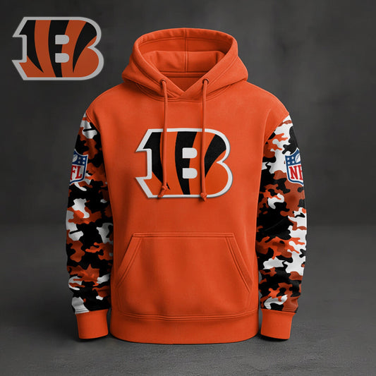 Premium NFL CIN Camo Arm Pullover Hoodie V1 NMD NHM