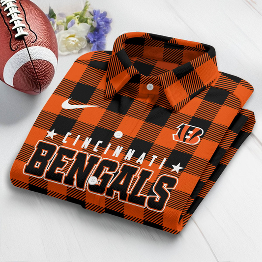 Premium NFL CIN Check Long-sleeve Casual Shirt V1 NMD TTV