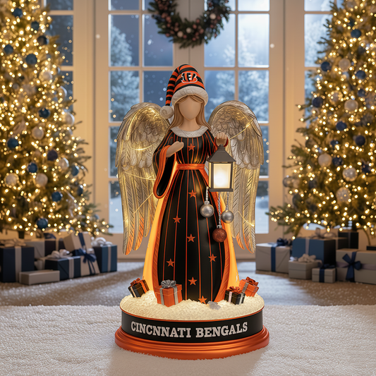 Premium NFL CIN Christmas Angel Statue Led Light V1 NMD TTV