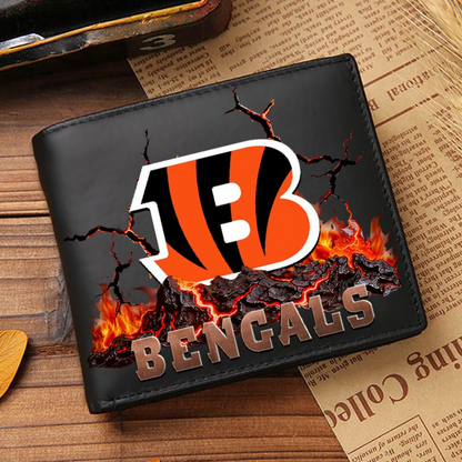 Premium NFL CIN Cracked Fire Leather Wallet V1 NMD TTV