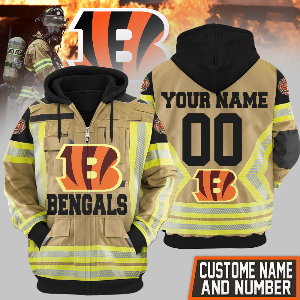 Premium NFL CIN Firefighter Zip Hoodie V1 NMD TTV