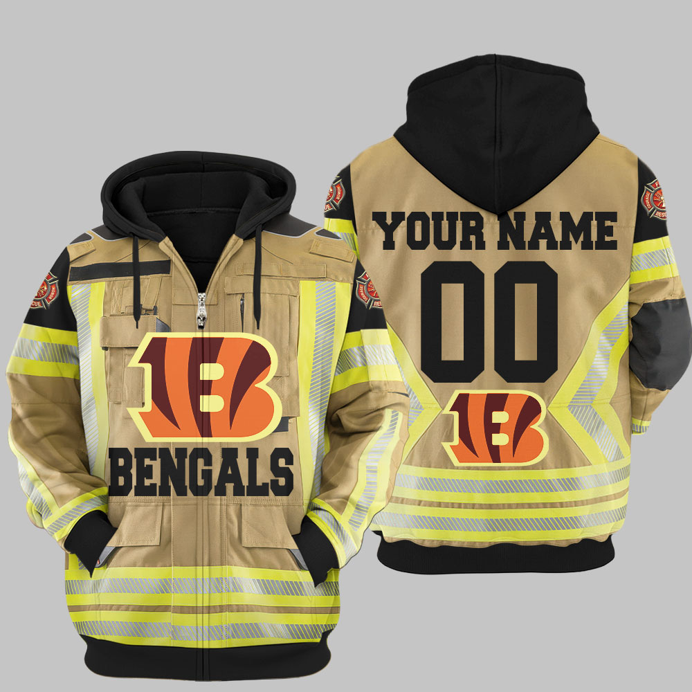Premium NFL CIN Firefighter Zip Hoodie V1 NMD TTV