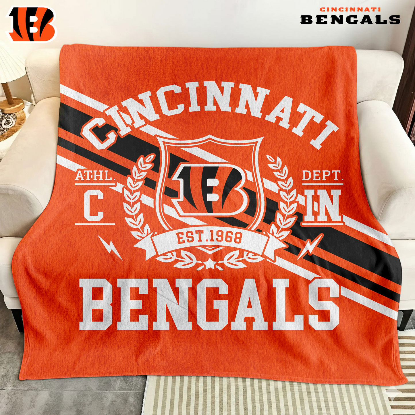 Premium NFL CIN Legacy Fleece Blanket V3 NMD TTV