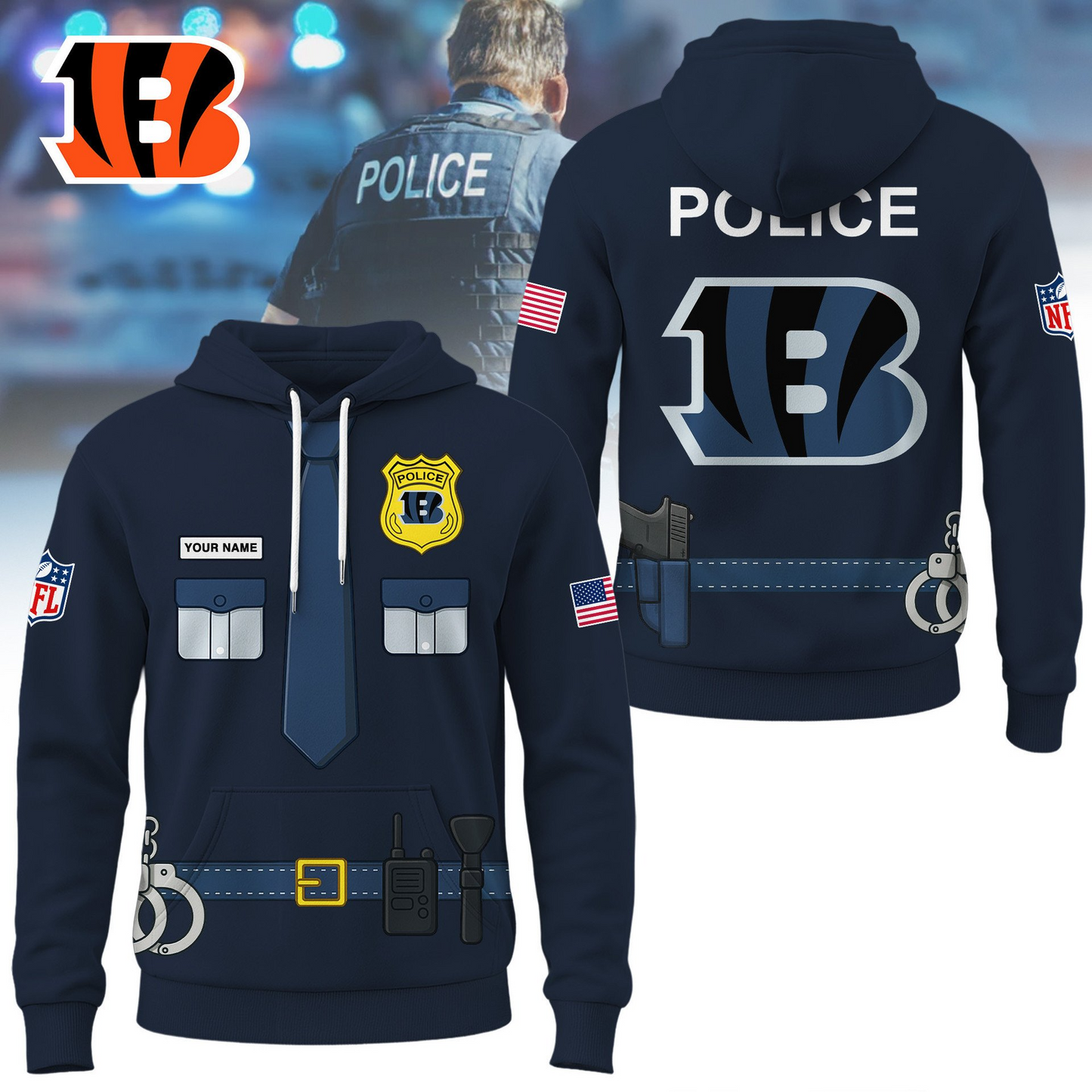Premium NFL CIN Police Office Costume Shirt V1 NMD TTV