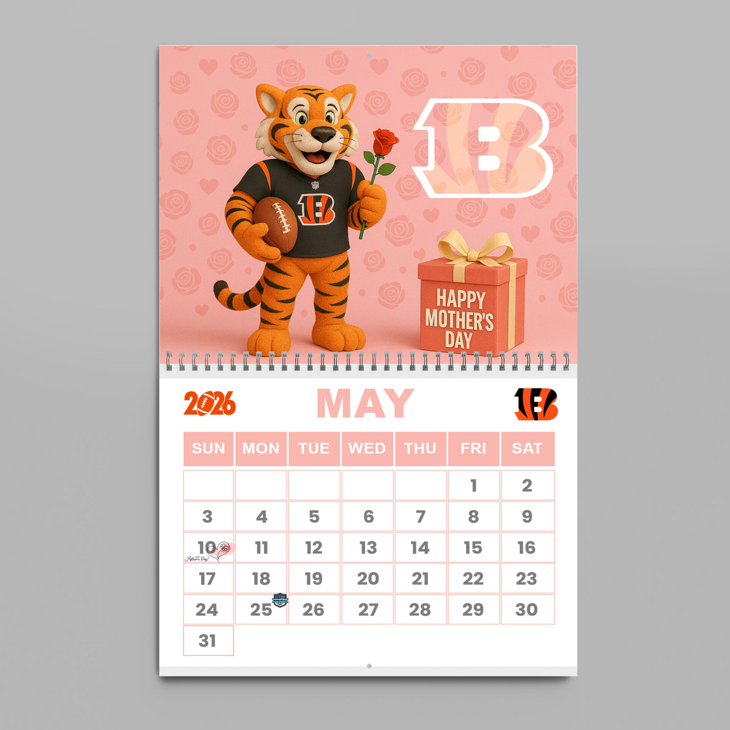 Premium NFL CIN Wall Calendar 2026 V1 NMD TTV