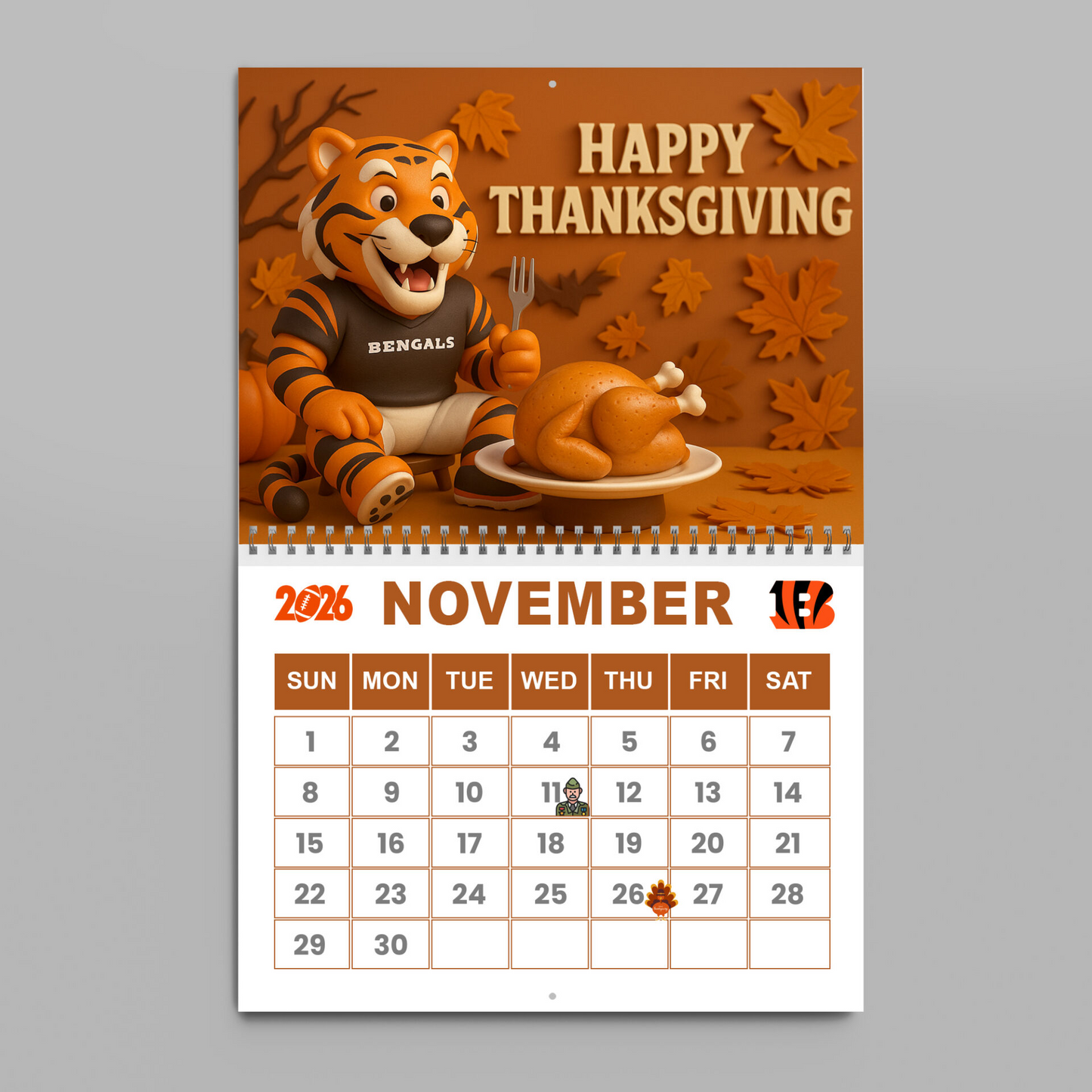 Premium NFL CIN Wall Calendar 2026 V1 NMD TTV