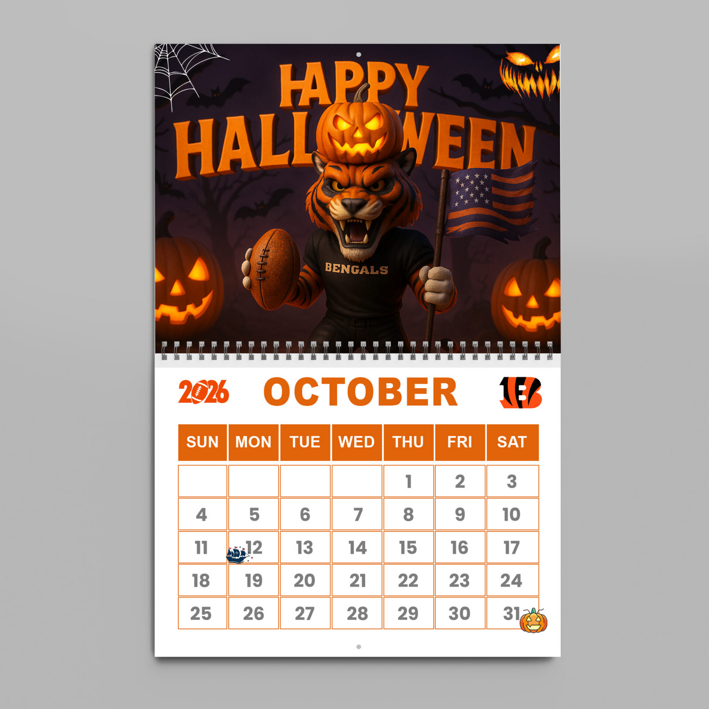 Premium NFL CIN Wall Calendar 2026 V1 NMD TTV