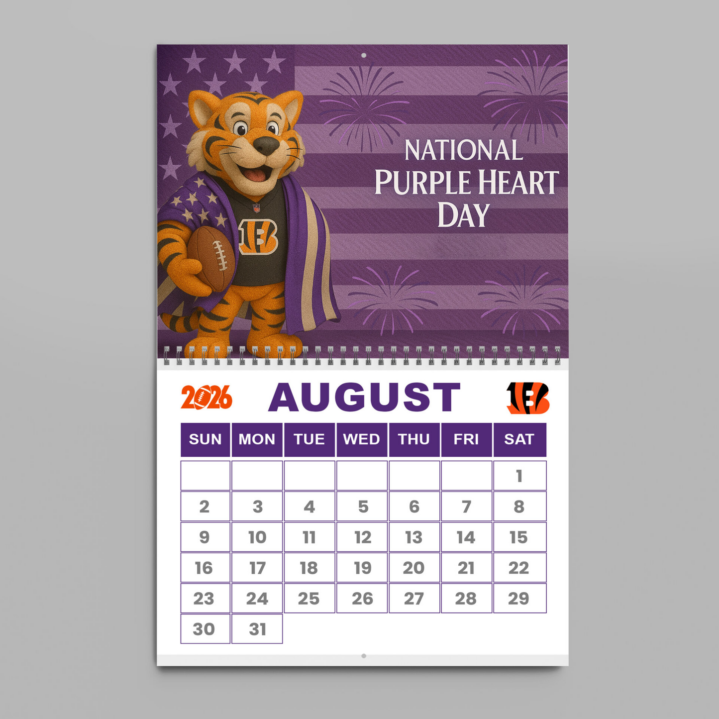 Premium NFL CIN Wall Calendar 2026 V1 NMD TTV