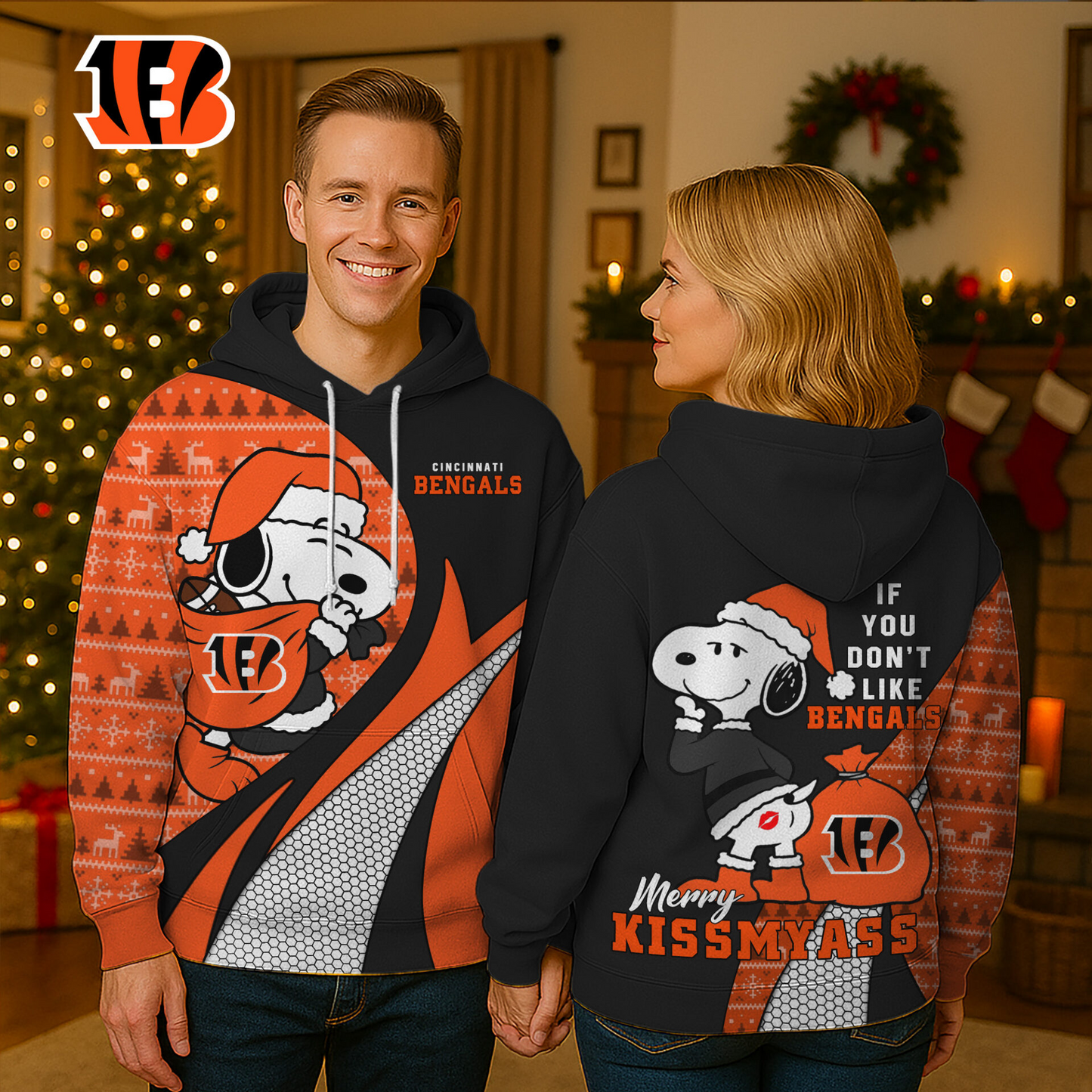 Premium NFL CIN x SNP Funny Christmas Hoodie V1 NMD TTV