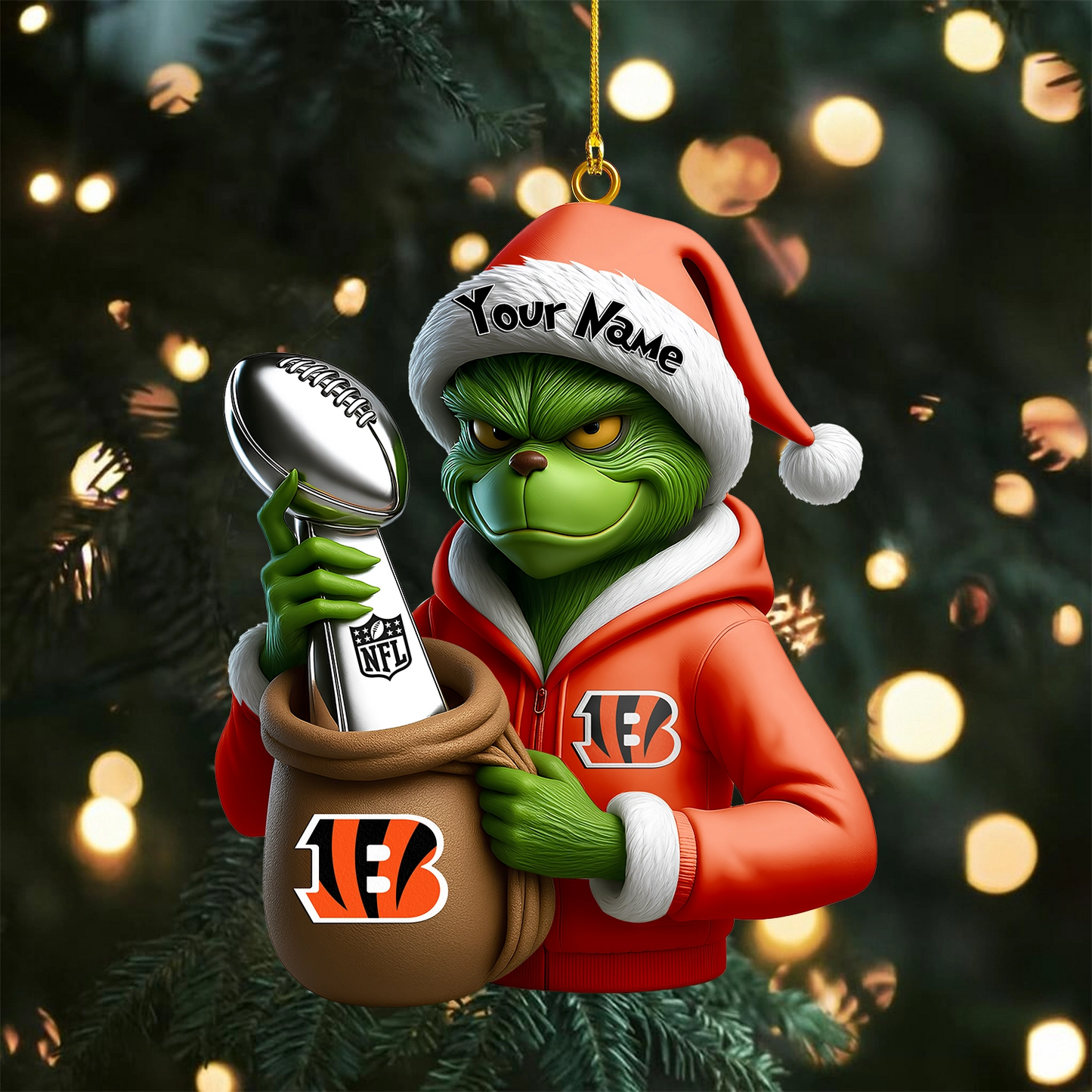 Premium NFL CIN x The Grinch Christmas Ornament V1 NMD TTV