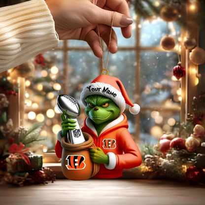 Premium NFL CIN x The Grinch Christmas Ornament V1 NMD TTV