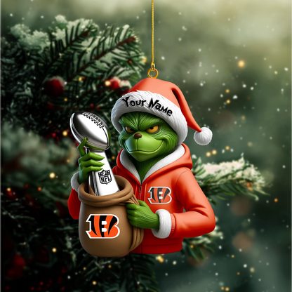 Premium NFL CIN x The Grinch Christmas Ornament V1 NMD TTV