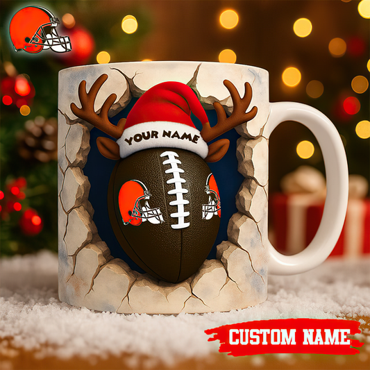 Premium NFL CLE Christmas Football Ceramic Mug V2 NMD TTV