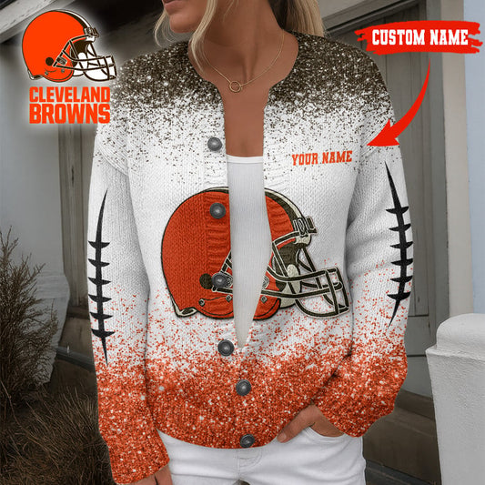 Premium NFL CLE Cozy Knit Cardigan V1 NMD NHM