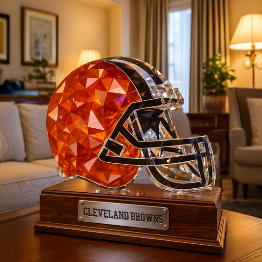 Premium NFL CLE Crystal Style Desktop Ornament V1 NMD  TTV