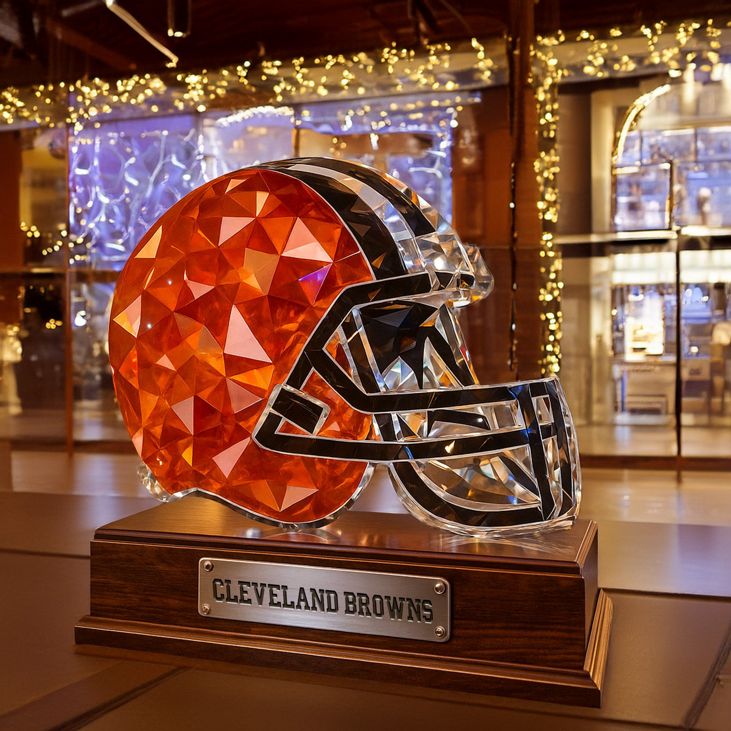 Premium NFL CLE Crystal Style Desktop Ornament V1 NMD  TTV