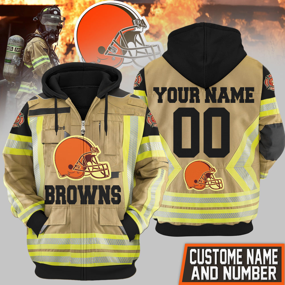Premium NFL CLE Firefighter Zip Hoodie V1 NMD TTV